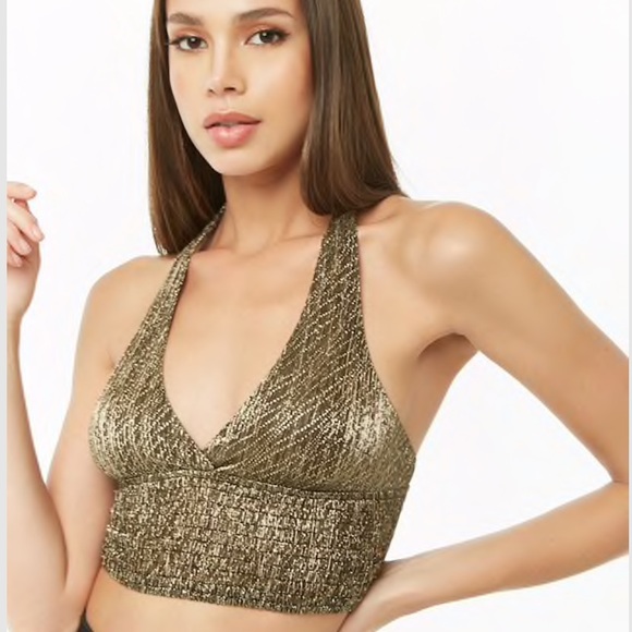 black and gold halter top